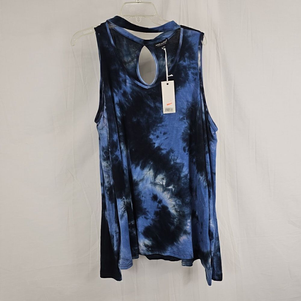 Simply Southern Blue Tie Dye Long Sleeve Choker V Neck Women's XXL
